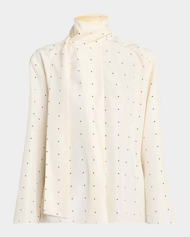 Polka Dot Silk Satin Sash Top